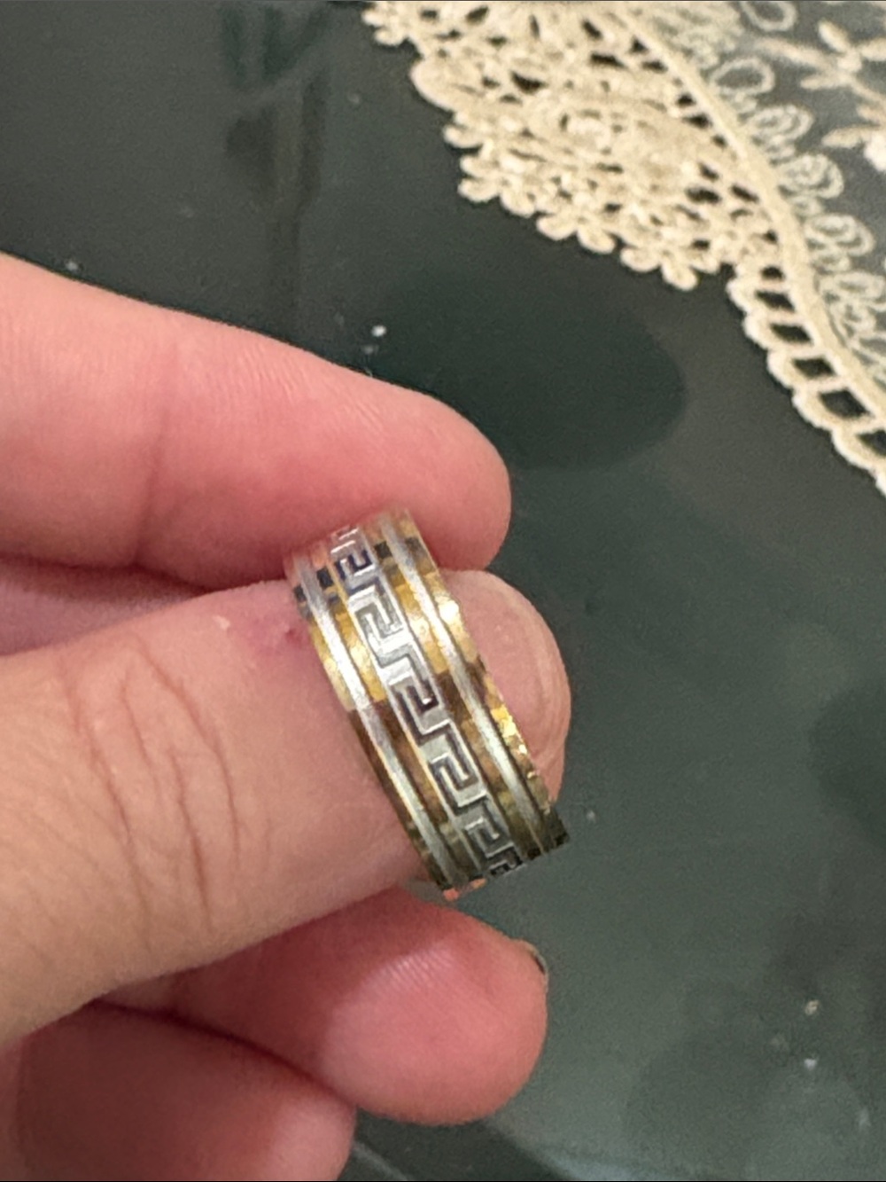Wedding Band Men's Greece Pattern Stainless Steel Anniversary Engagement Ring